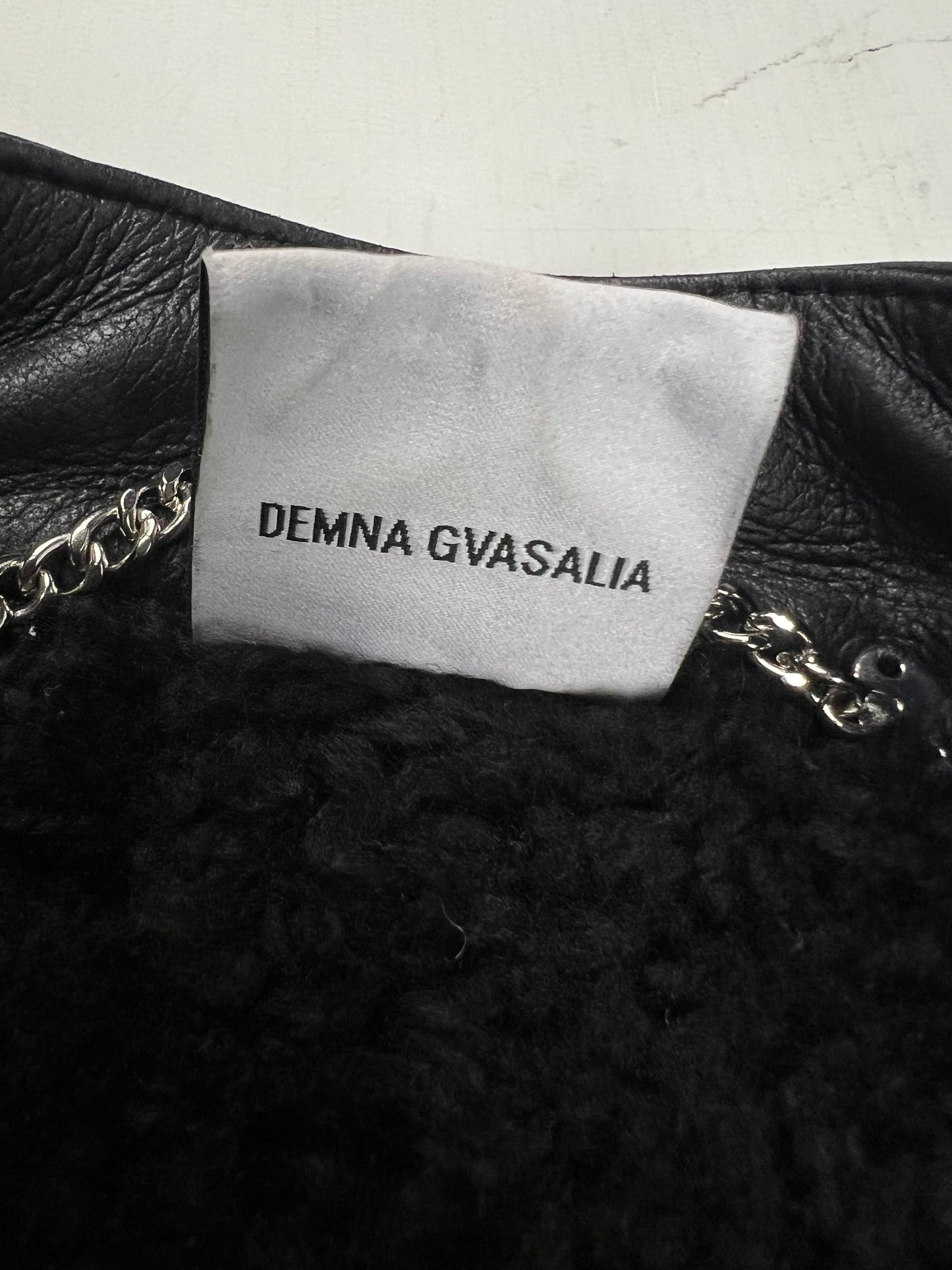 Vetements Sheepskin Shearling Leather Moto Racing Jacket SZ:M