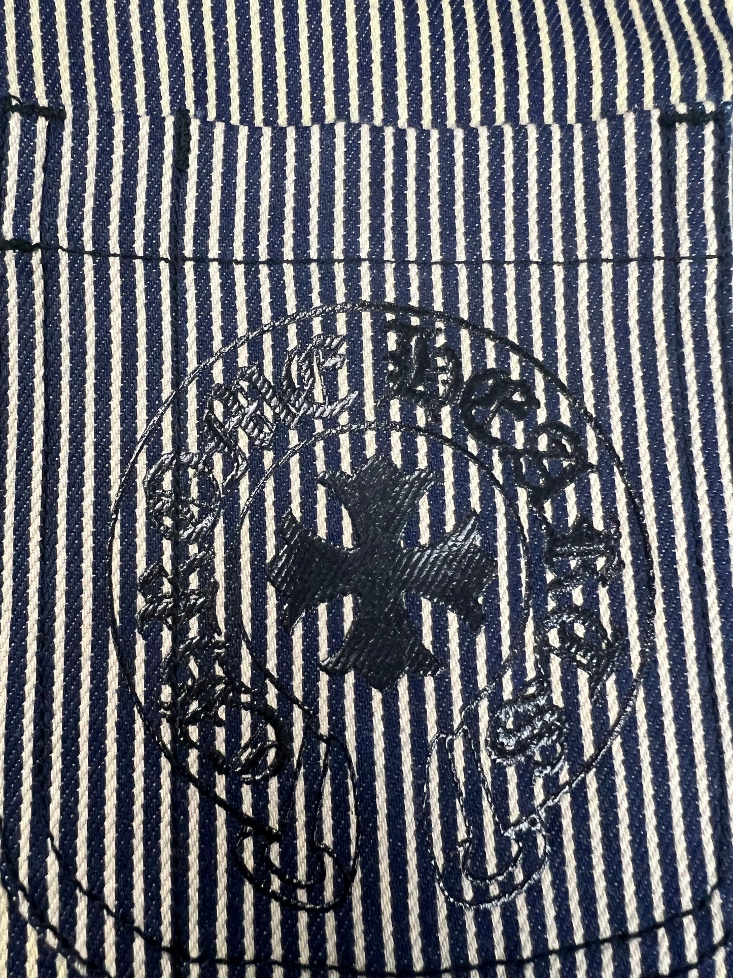 Chrome Hearts 1of1 yellow cross patched Button Up Shirt railway work coat SZ:M