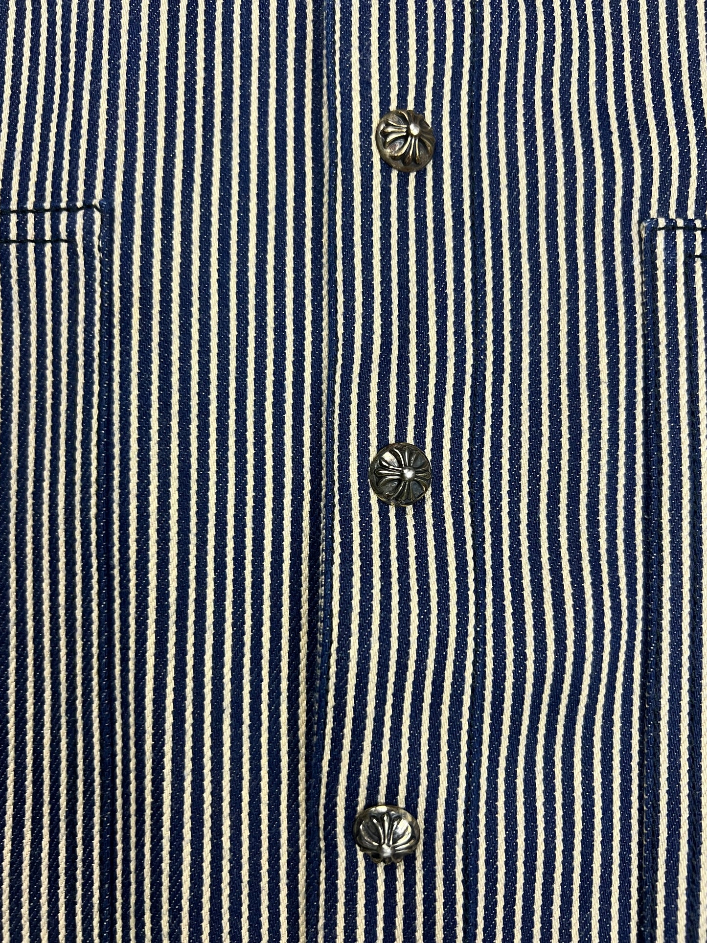 Chrome Hearts 1of1 yellow cross patched Button Up Shirt railway work coat SZ:M
