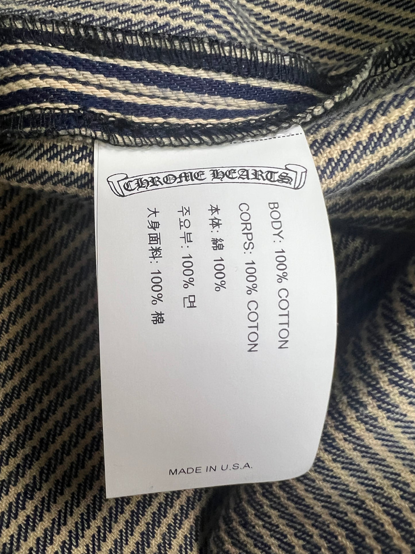 Chrome Hearts 1of1 yellow cross patched Button Up Shirt railway work coat SZ:M