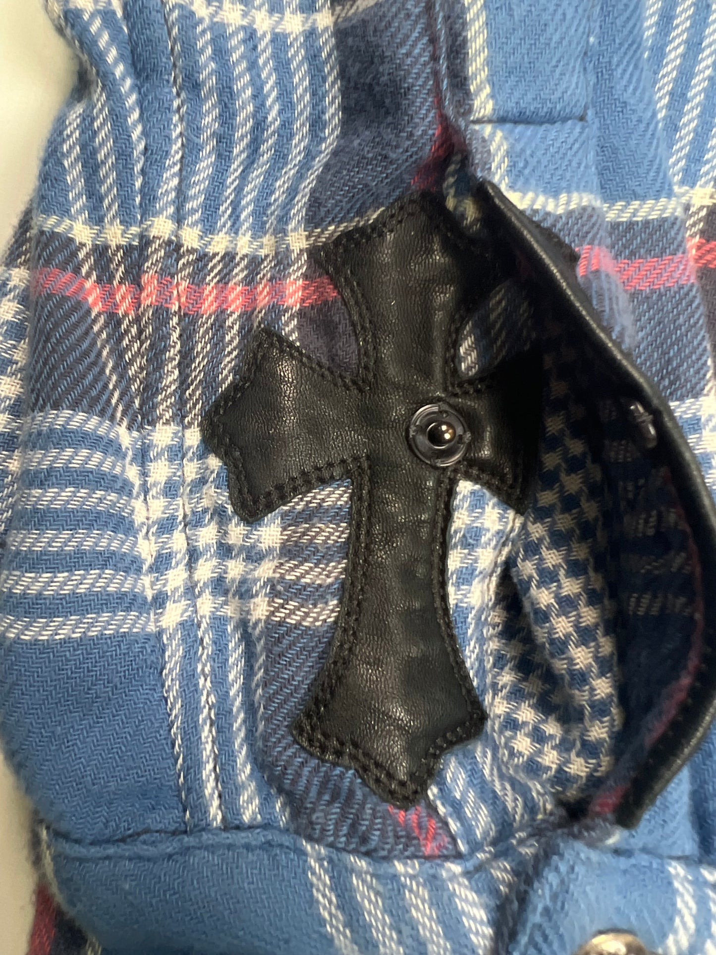 Chrome Hearts double layered checkered flannel Button Up Shirt SZ:M