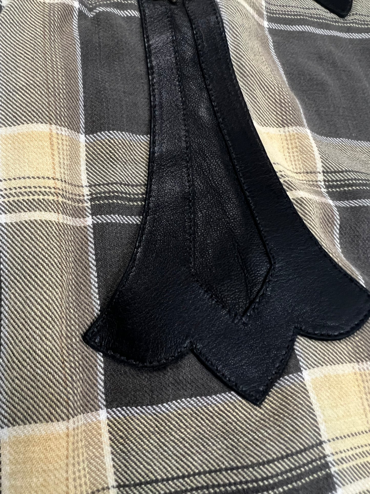 Chrome Hearts 1of1 Cross patched Button Up checkered flannel Shirt SZ:M