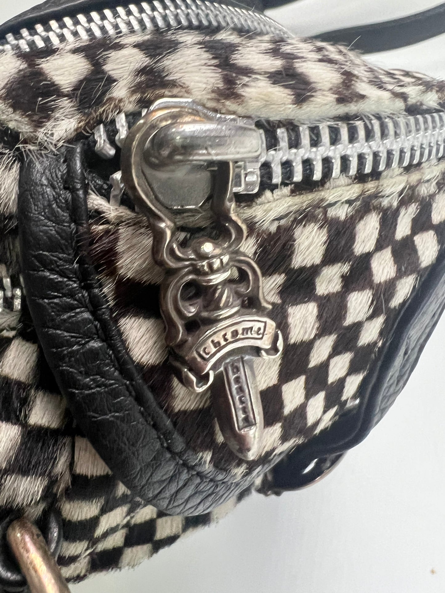 Chrome Hearts Checkered ponyhair Satchel snat Bag SZ:OS
