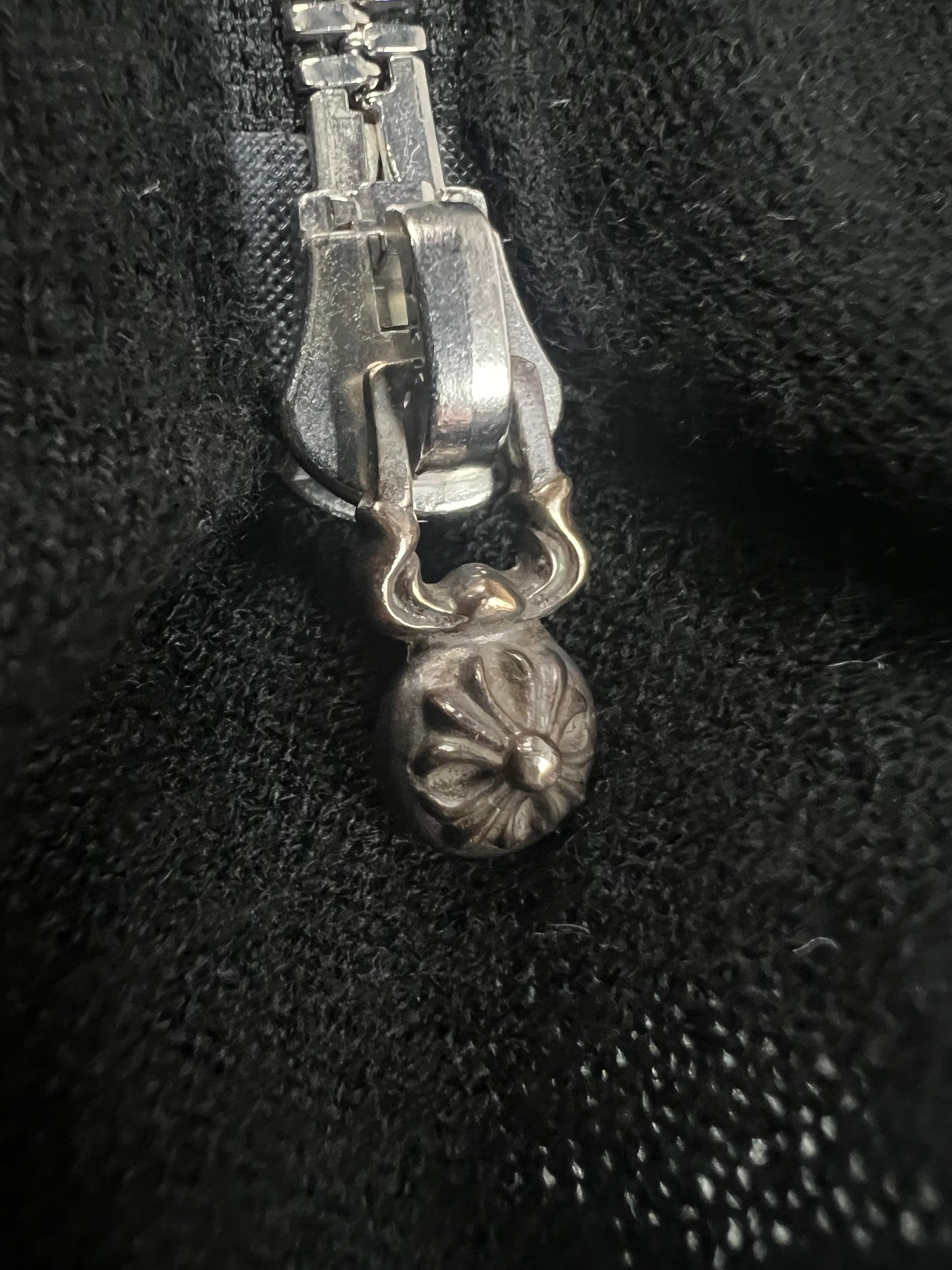 Chrome Hearts 1of1 cashmere Zip-Up Hoodie with Blue Cross Patches SZ:L