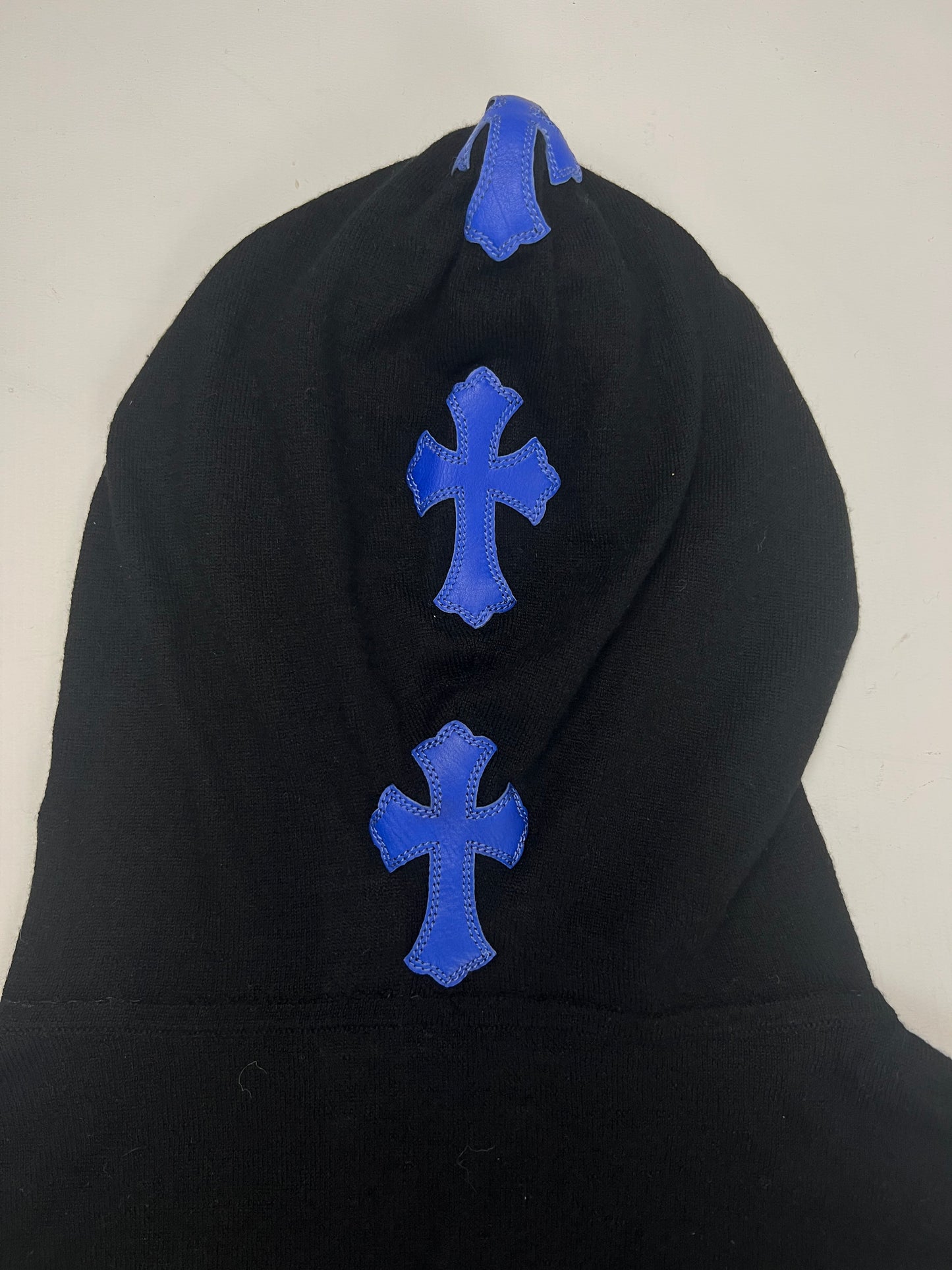 Chrome Hearts 1of1 cashmere Zip-Up Hoodie with Blue Cross Patches SZ:L