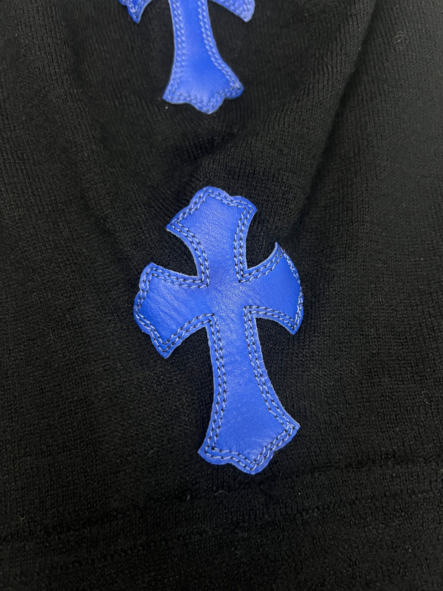 Chrome Hearts 1of1 cashmere Zip-Up Hoodie with Blue Cross Patches SZ:L