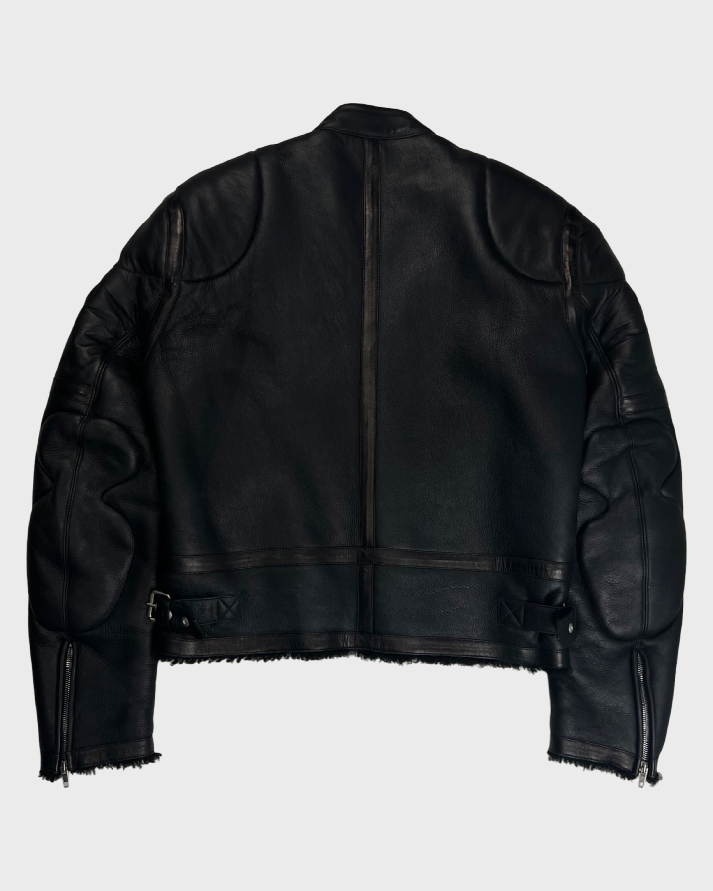 Vetements Sheepskin Shearling Leather Moto Racing Jacket SZ:M
