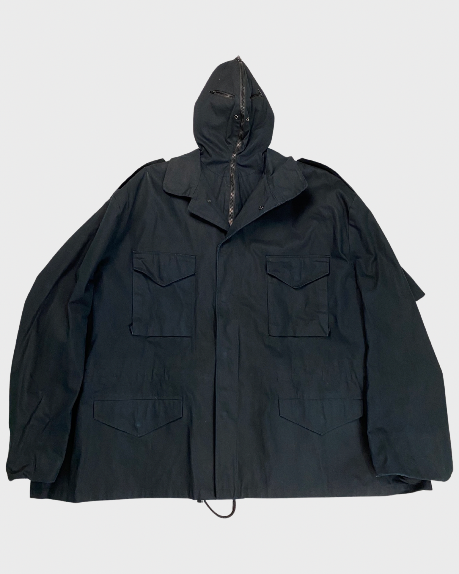 Vetements runway SS19 gimp mask parka in dark navy SZ:S – Bankofgrails