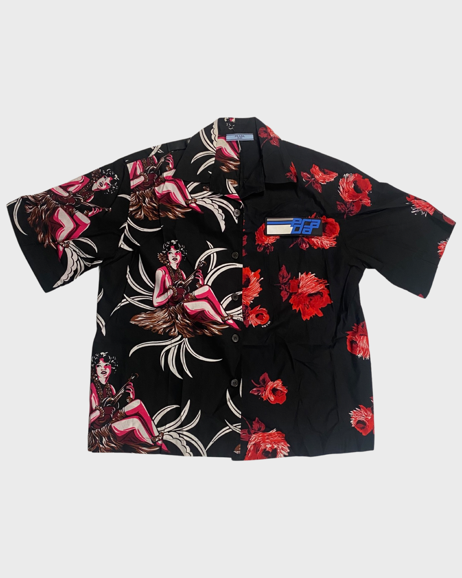 Prada PRADA hibiscus floral print bowling shirt