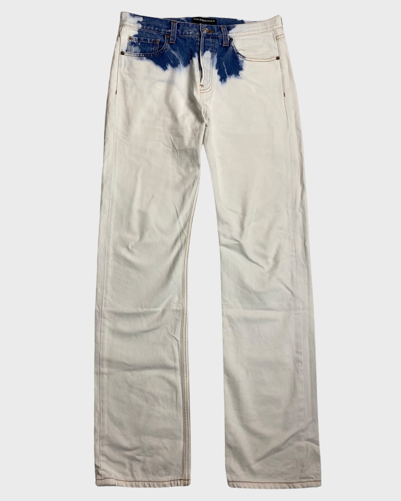 Balenciaga SS18 runway bleached jeans straight fit japanese denim