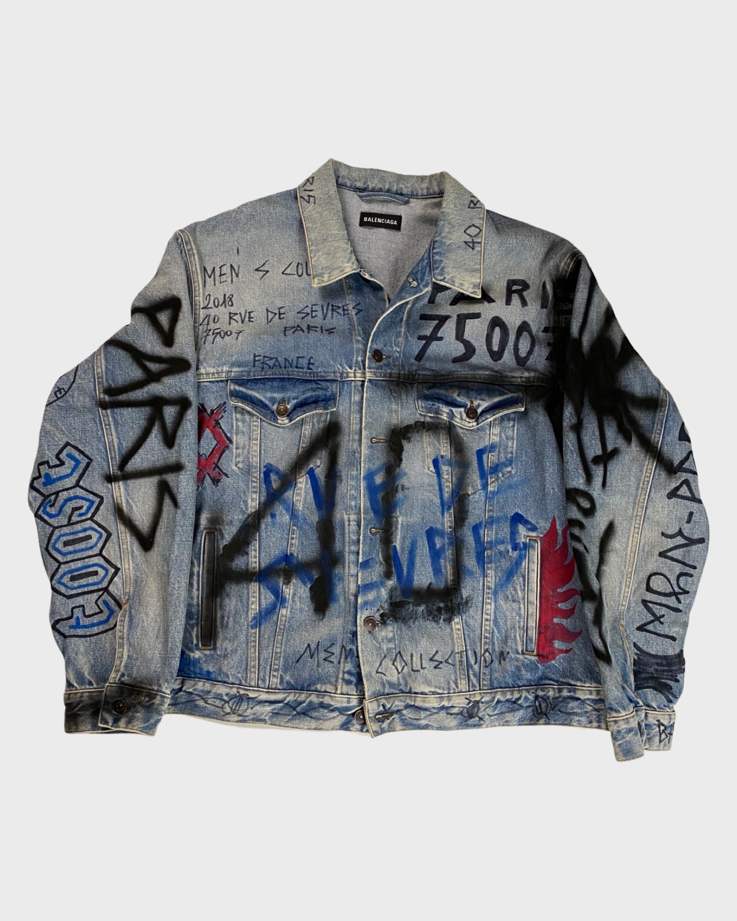 Balenciaga AW18 skater graffiti denim jacket SZ:50