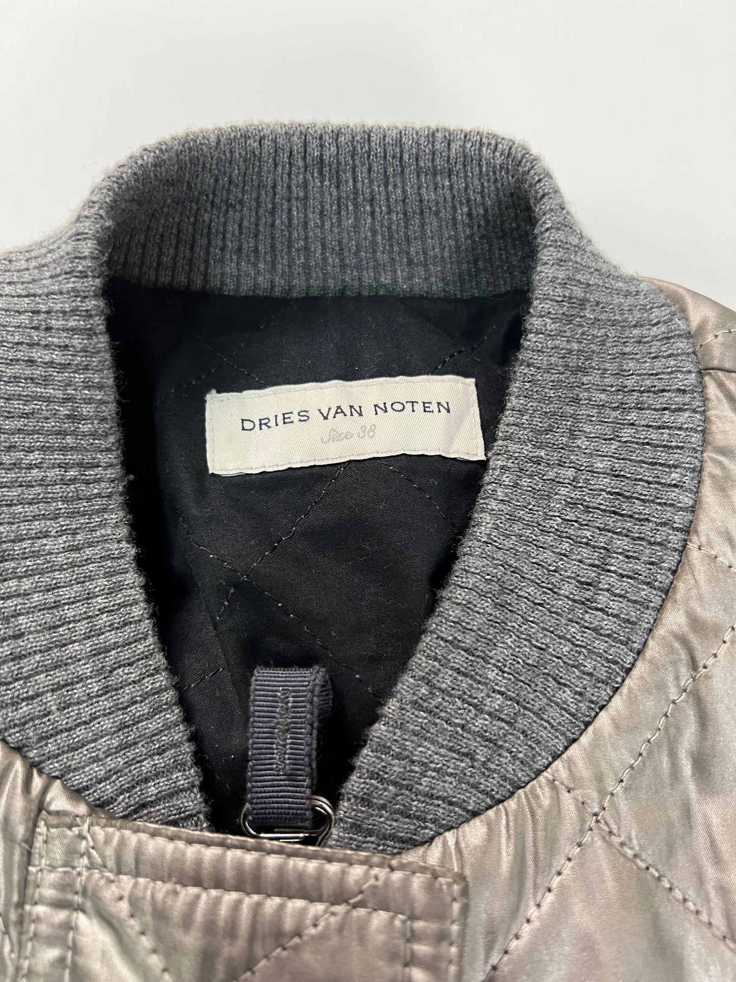 Dries Van Noten Sample 1of1 silver backzip bomber SZ:38