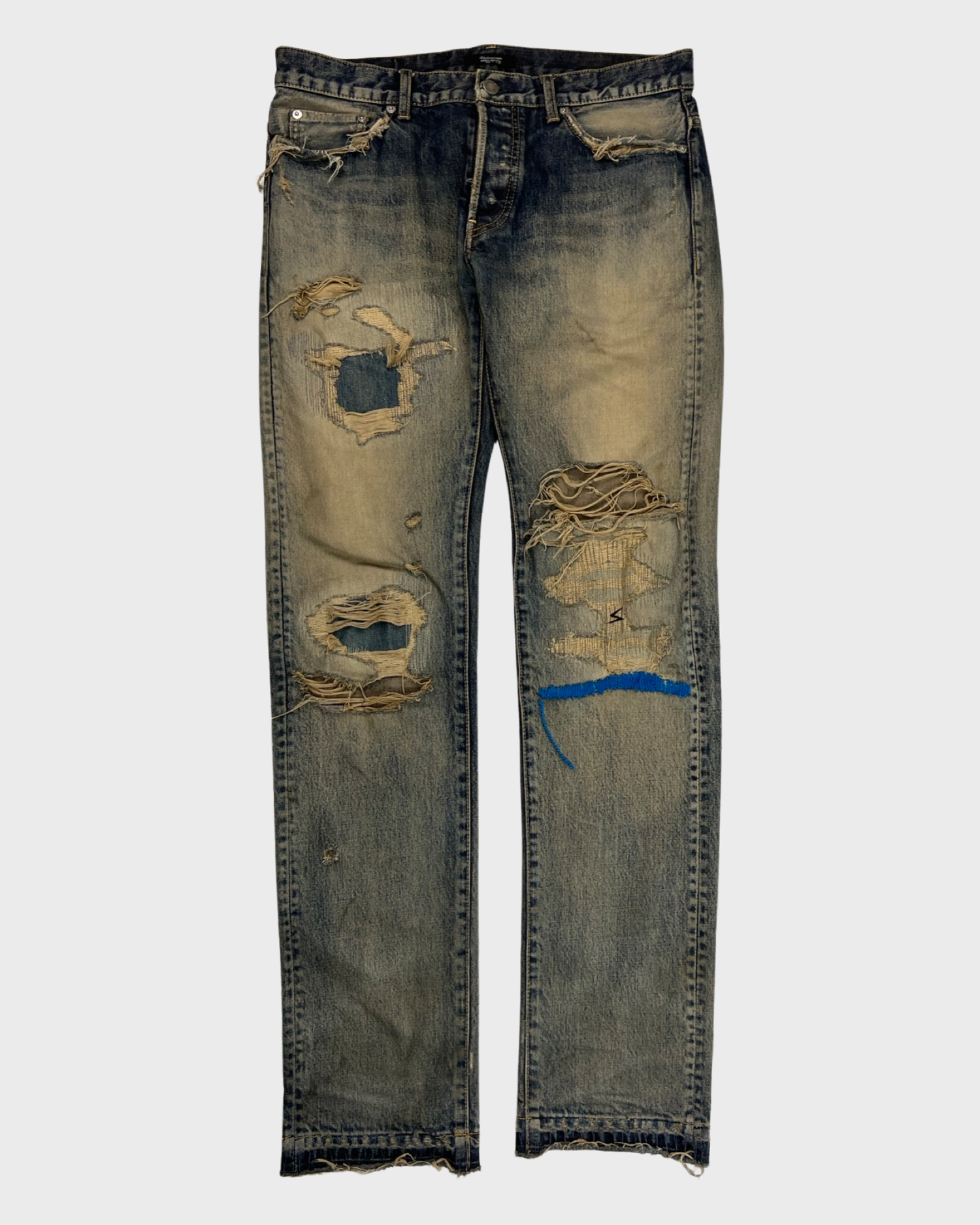 Undercover 68 blue yarn distressed Jeans SZ:4 – Bankofgrails