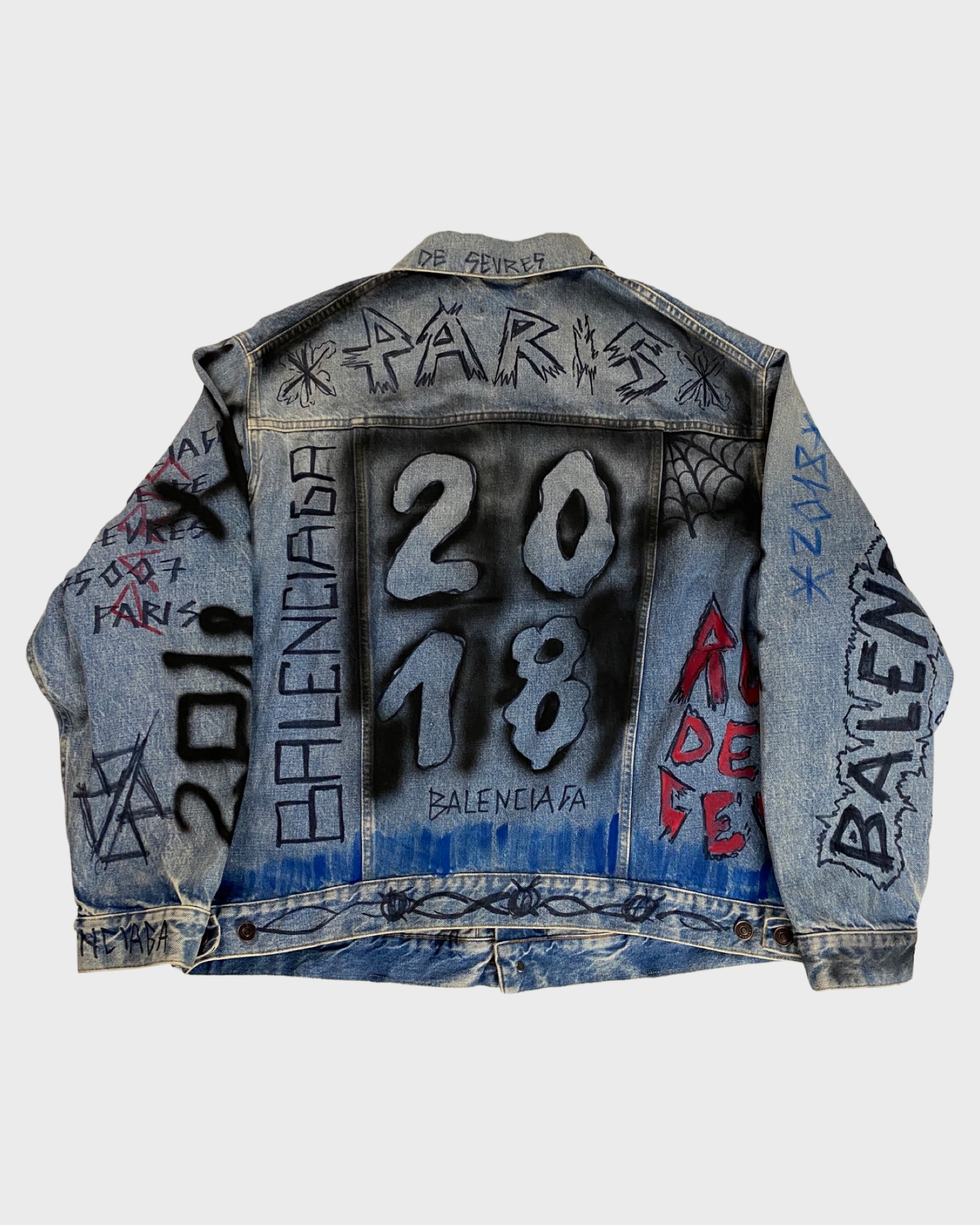 Balenciaga AW18 skater graffiti denim jacket SZ:50