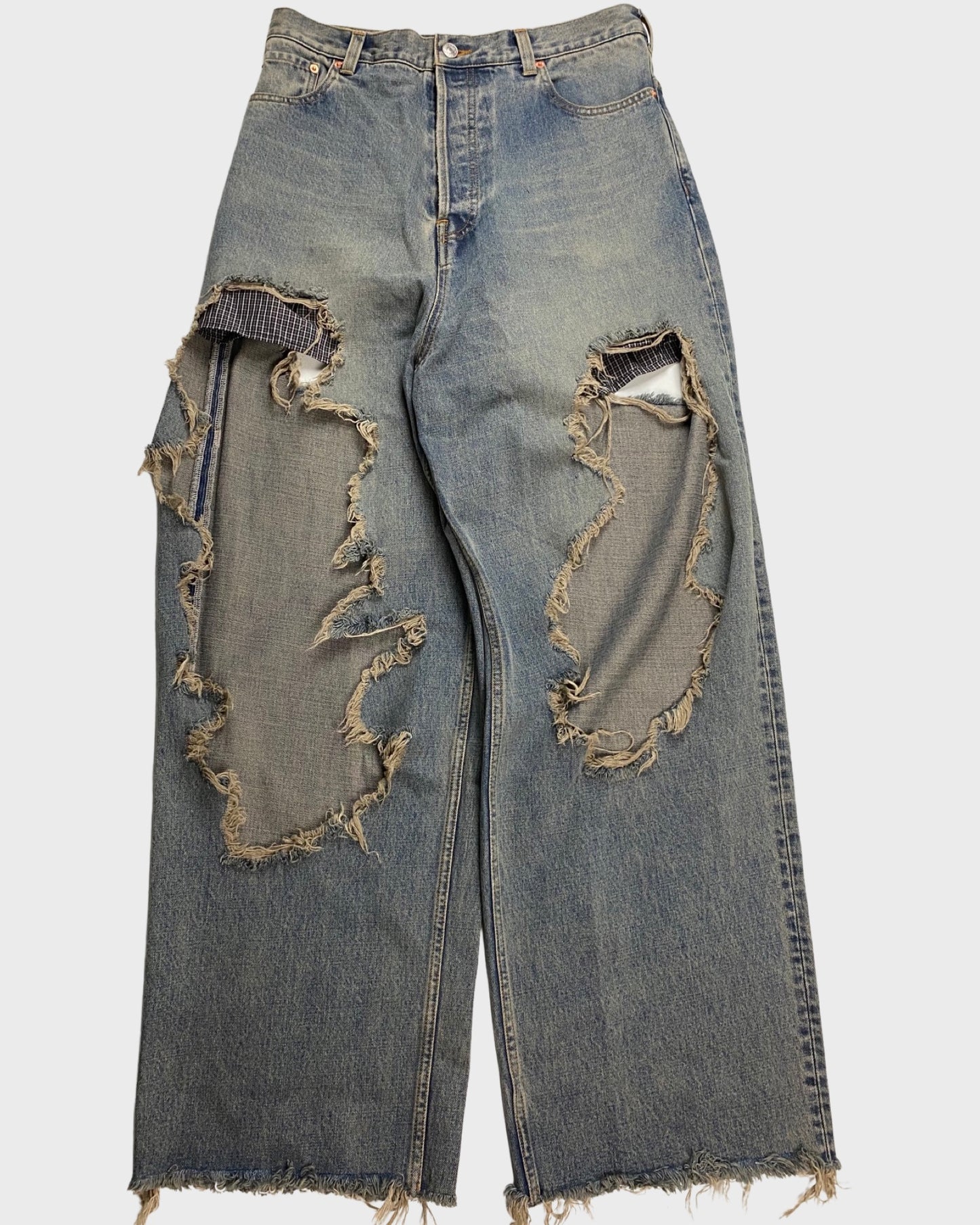 Balenciaga AW21 destroyed shredded torn boxers Jeans in blue SZ:S|M