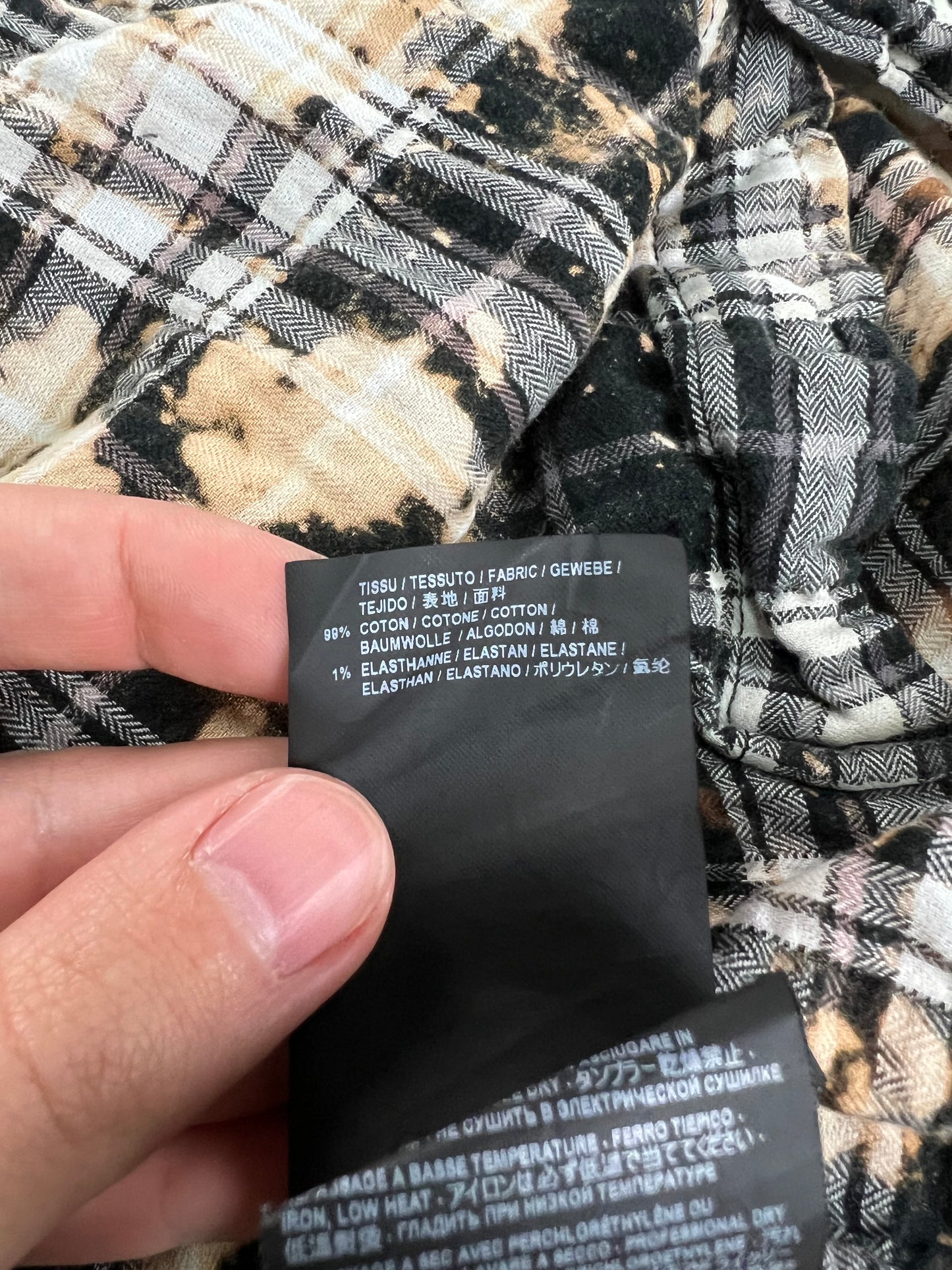 Saint Laurent Paris SS16 bleached checkered flannel SZ:L