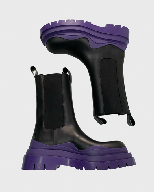 Bottega Veneta Tractor Boots black & purple SZ:41