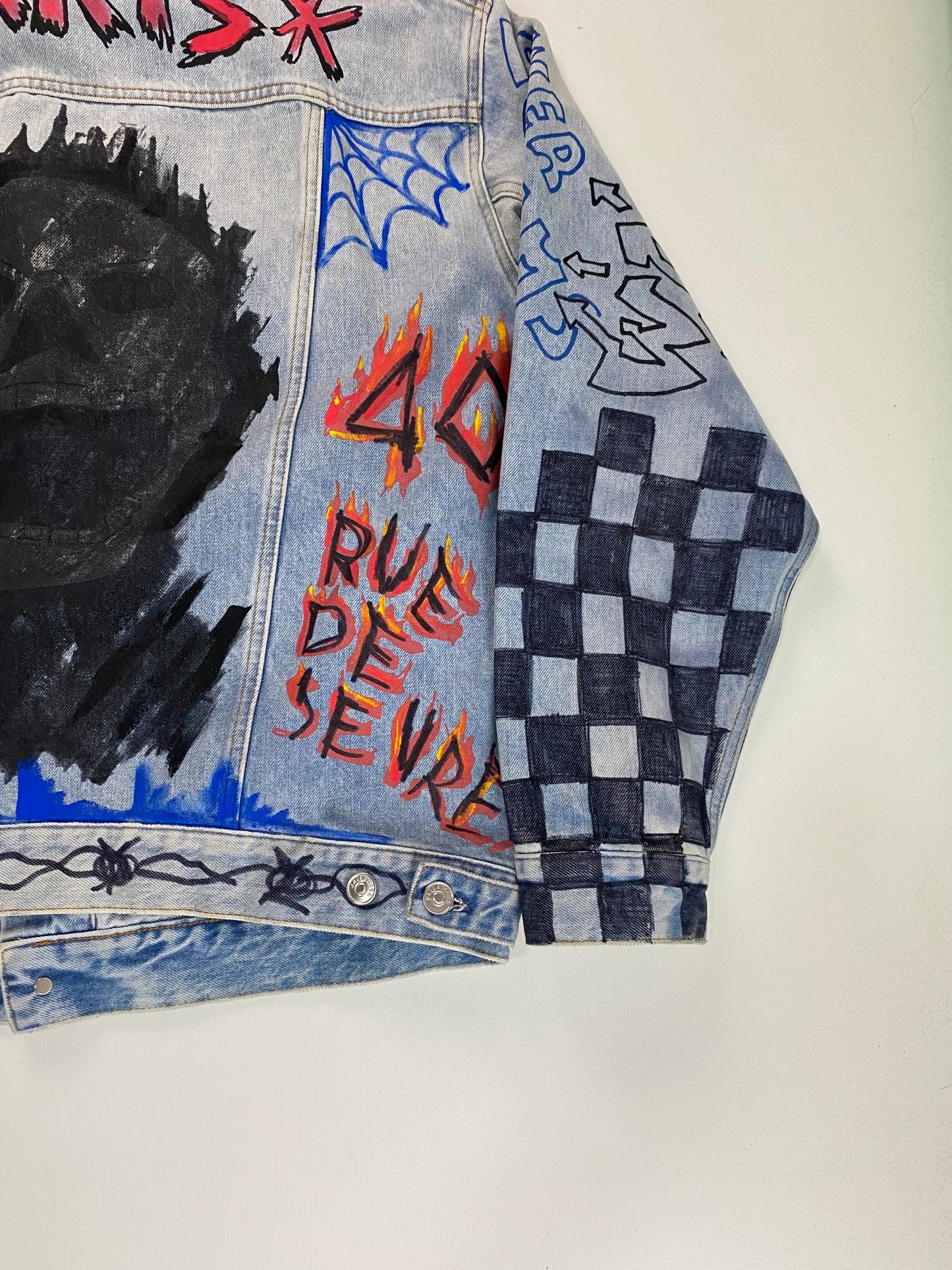 Balenciaga AW18 Graffiti flame denim jacket SZ:36