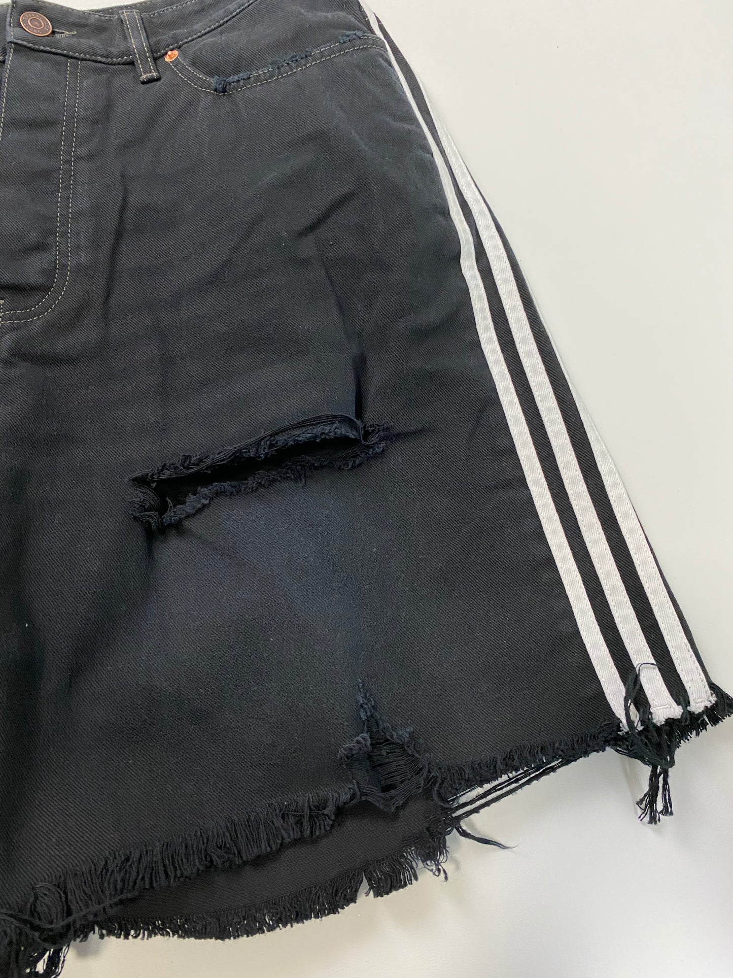 Balenciaga x Adidas distressed ripped shorts in black SZ:S