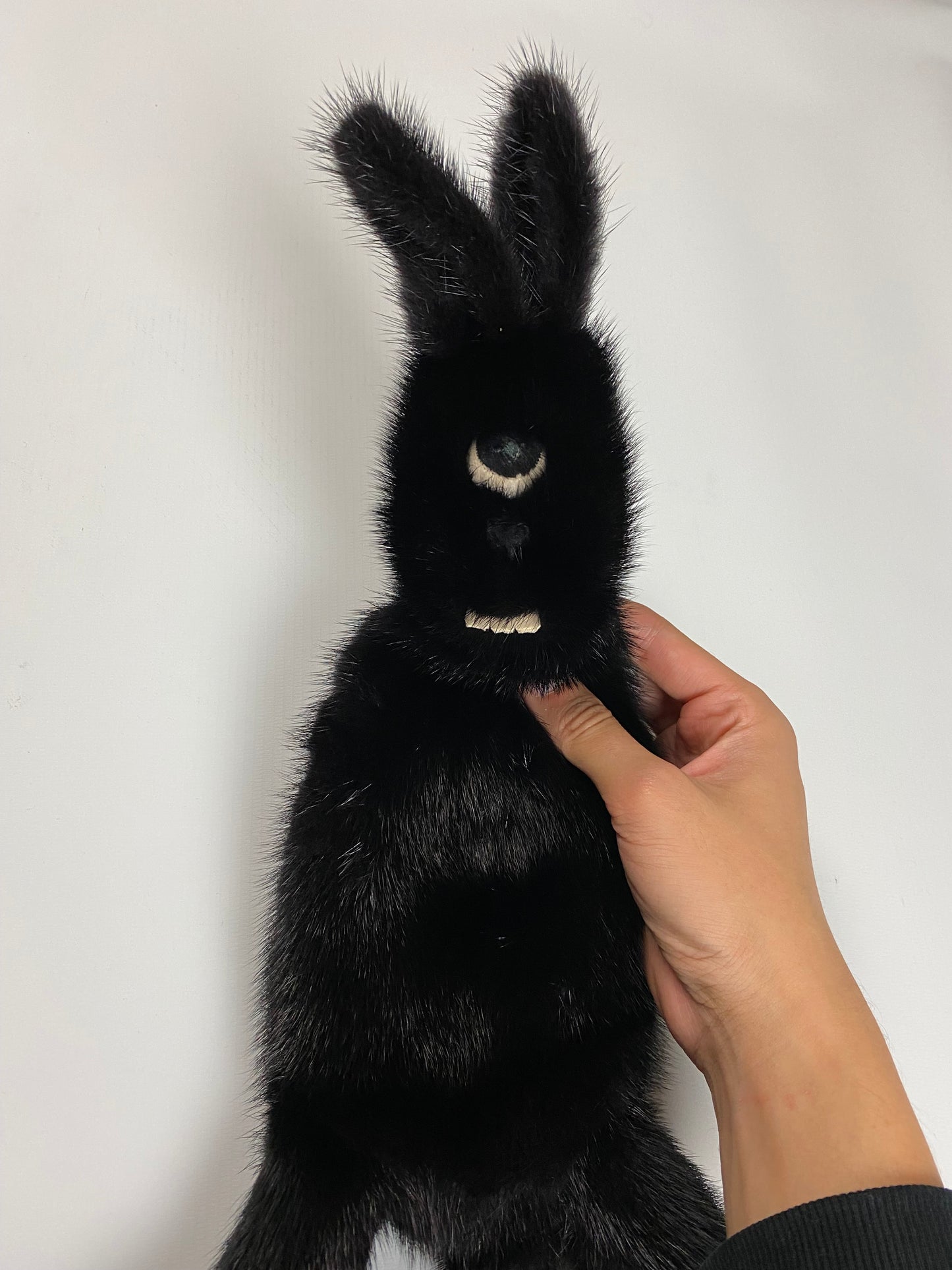 Rick Owens 2 headed Siamese bunny mink fur bag black SZ:OS