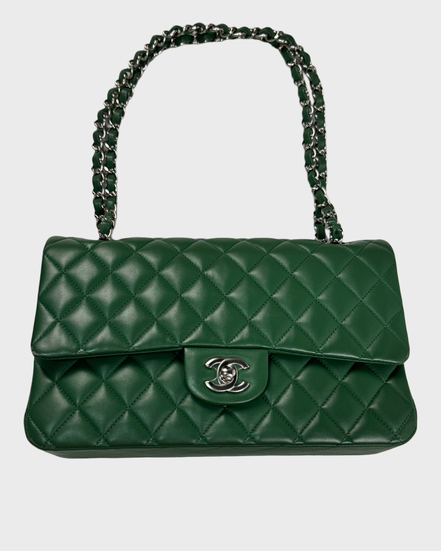 Chanel Forest Emerald Green Classic Flap Bag CF in medium SZ:OS