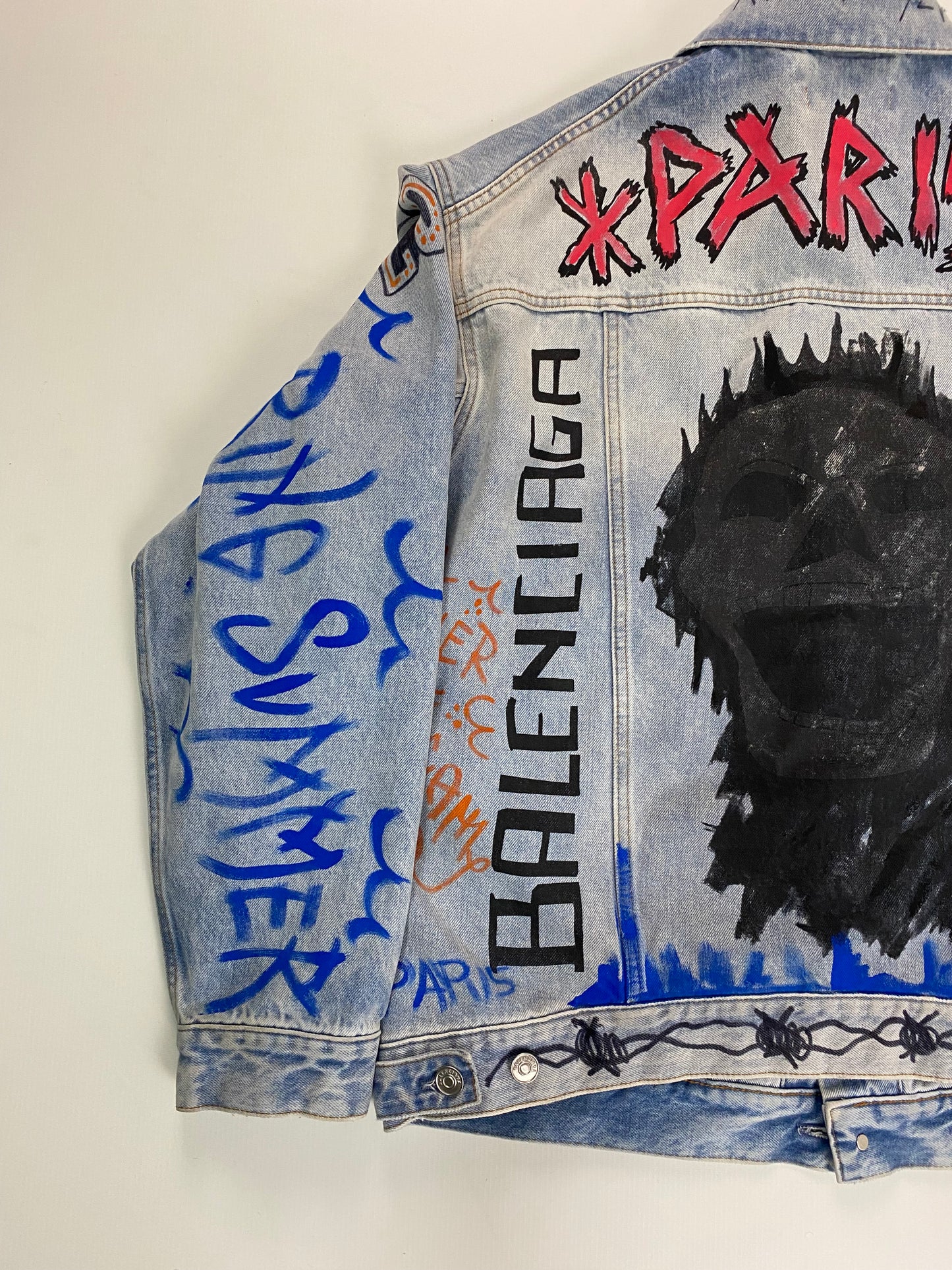 Balenciaga AW18 Graffiti flame denim jacket SZ:36