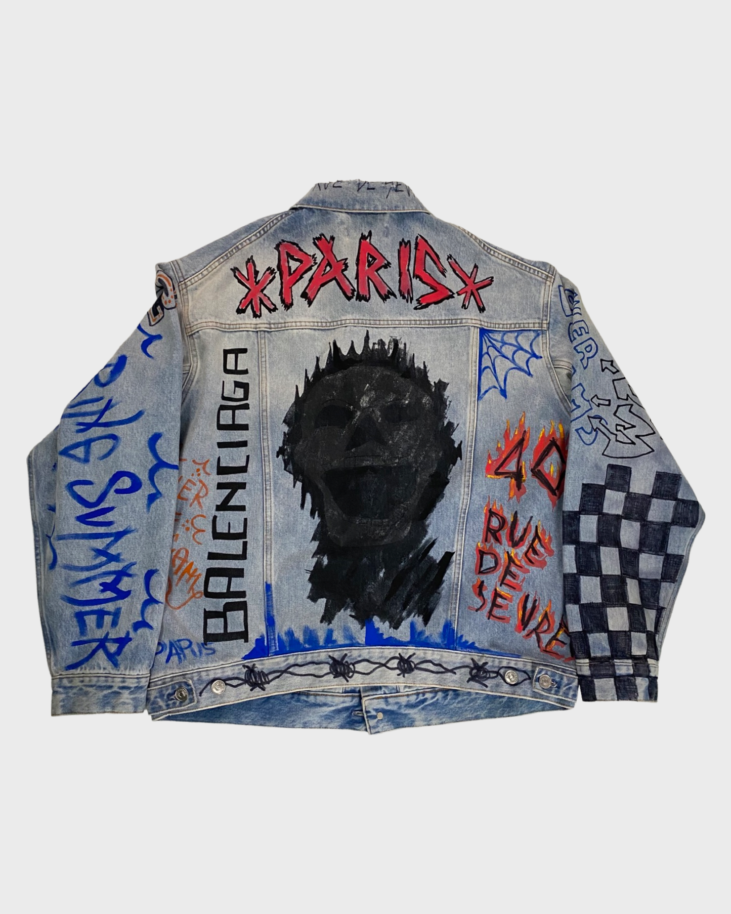 Balenciaga AW18 Graffiti flame denim jacket SZ:36