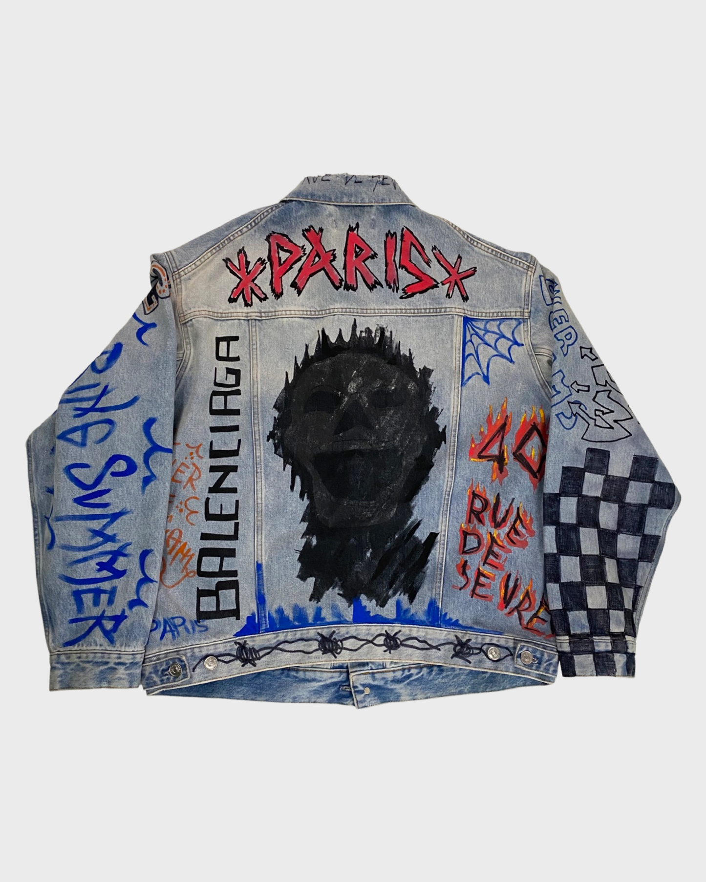 Balenciaga AW18 Graffiti flame denim jacket SZ 36