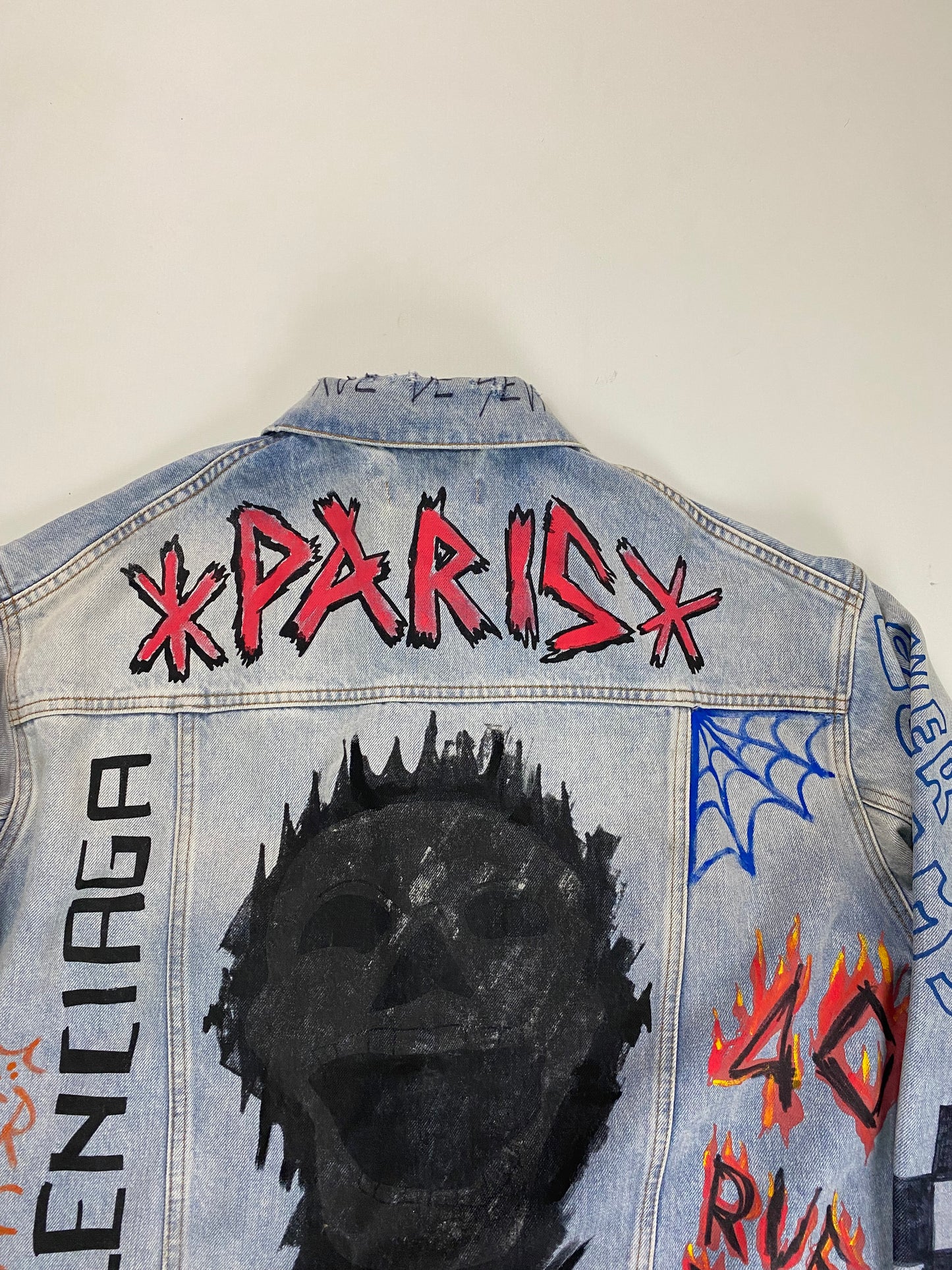 Balenciaga AW18 Graffiti flame denim jacket SZ:36