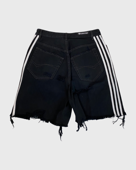 Balenciaga x Adidas distressed ripped shorts in black SZ:S