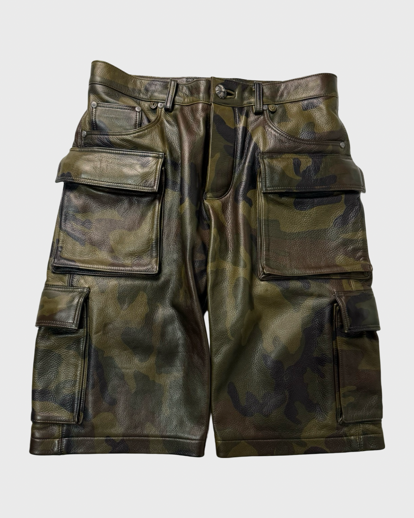 Chrome Hearts leather camo cargo shorts SZ:32