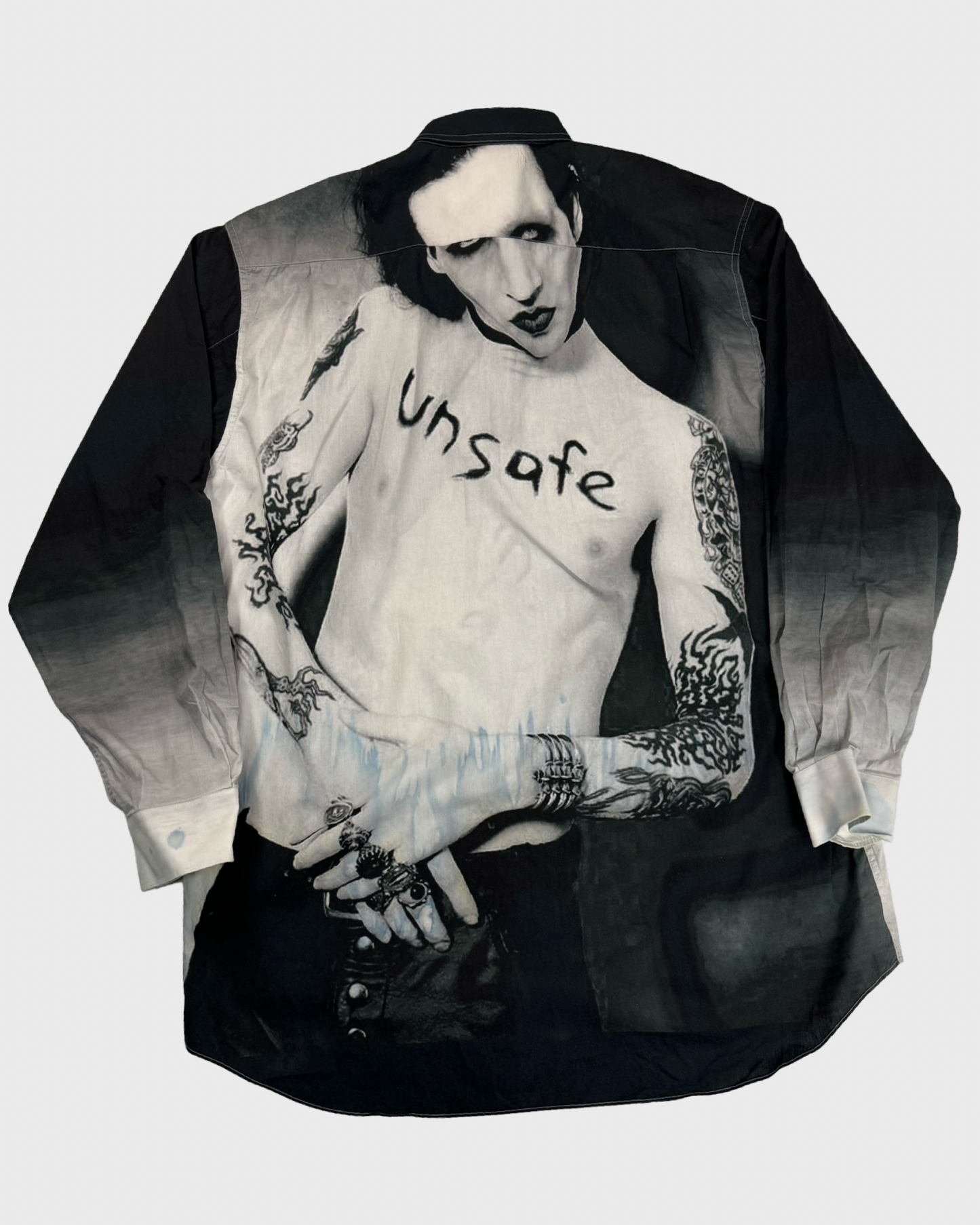 Vetements AW18 Marilyn Manson button up shirt black & white SZ:L