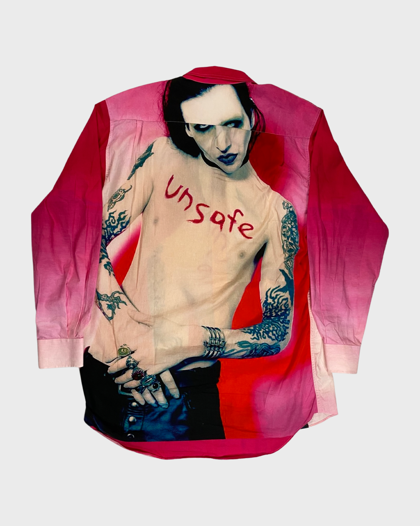 Vetements AW18 Marilyn Manson button up shirt pink SZ:XS|S