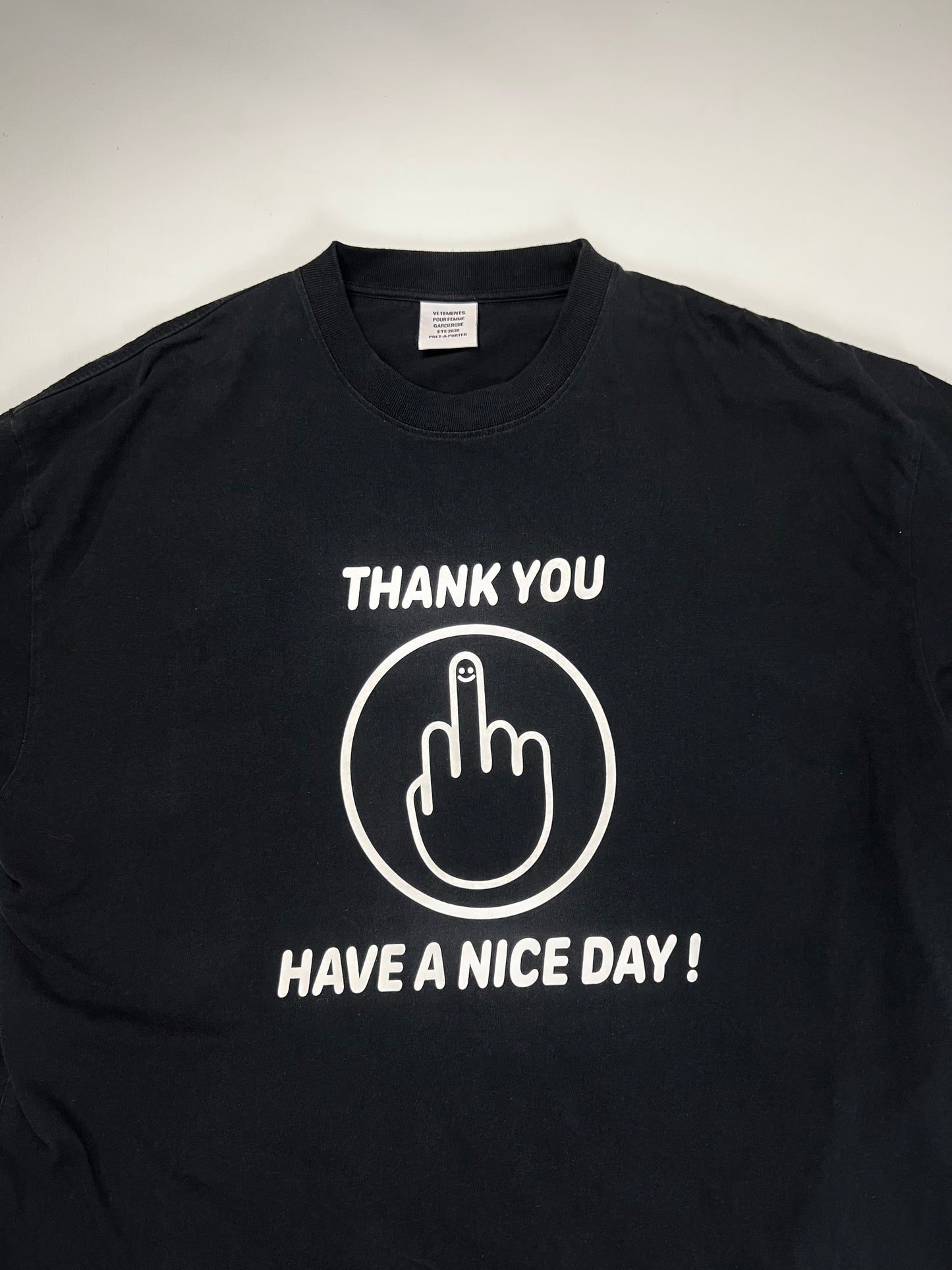 Vetements SS20 Thank you have a nice day Upcycled cut up tshirt dress SZ:S