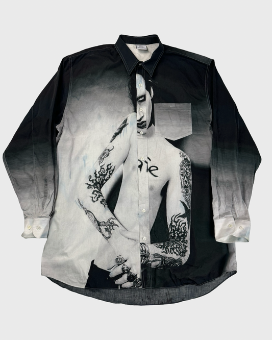 Vetements AW18 Marilyn Manson button up shirt black & white SZ:L