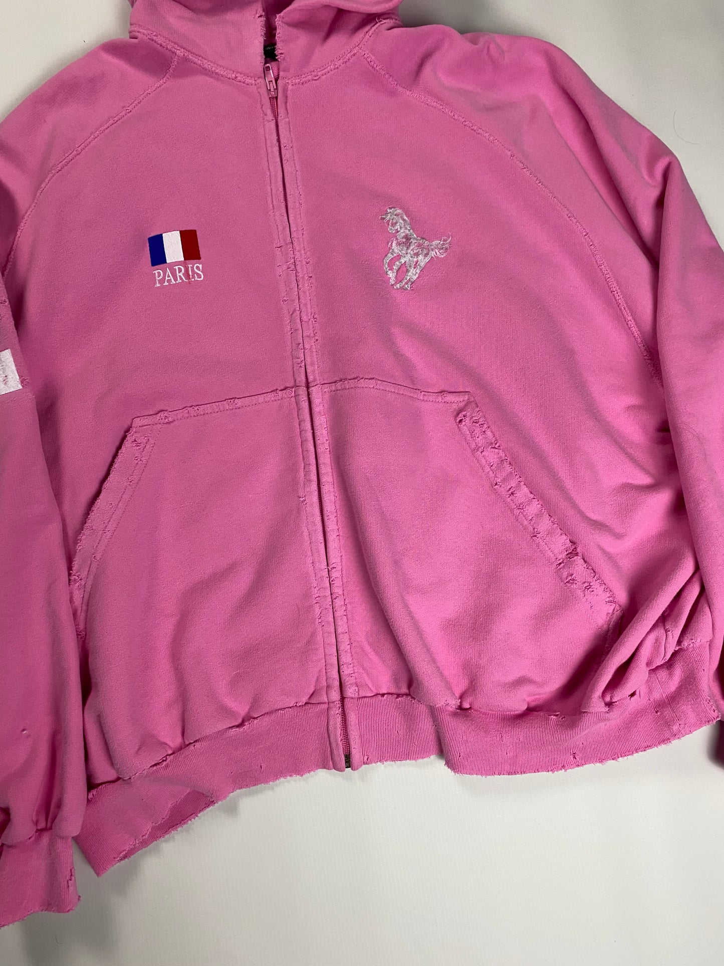 Balenciaga AW22 360snowstorm show rare Destroyed version Pink Zip-up Hoodie SZ:1