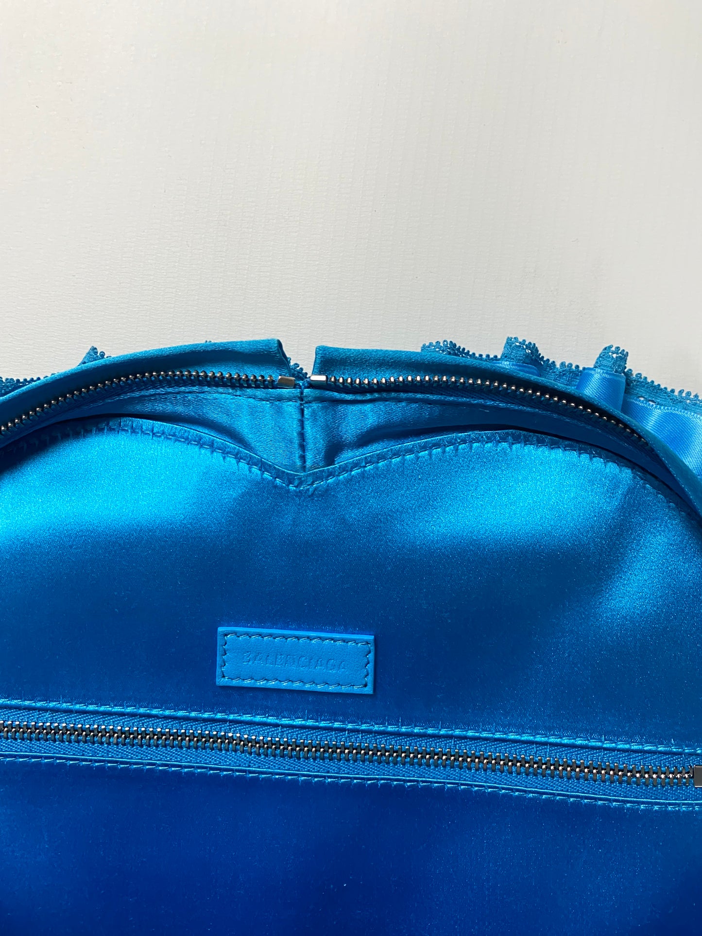 Balenciaga SS18 runway heart ruffle bag in blue SZ:OS