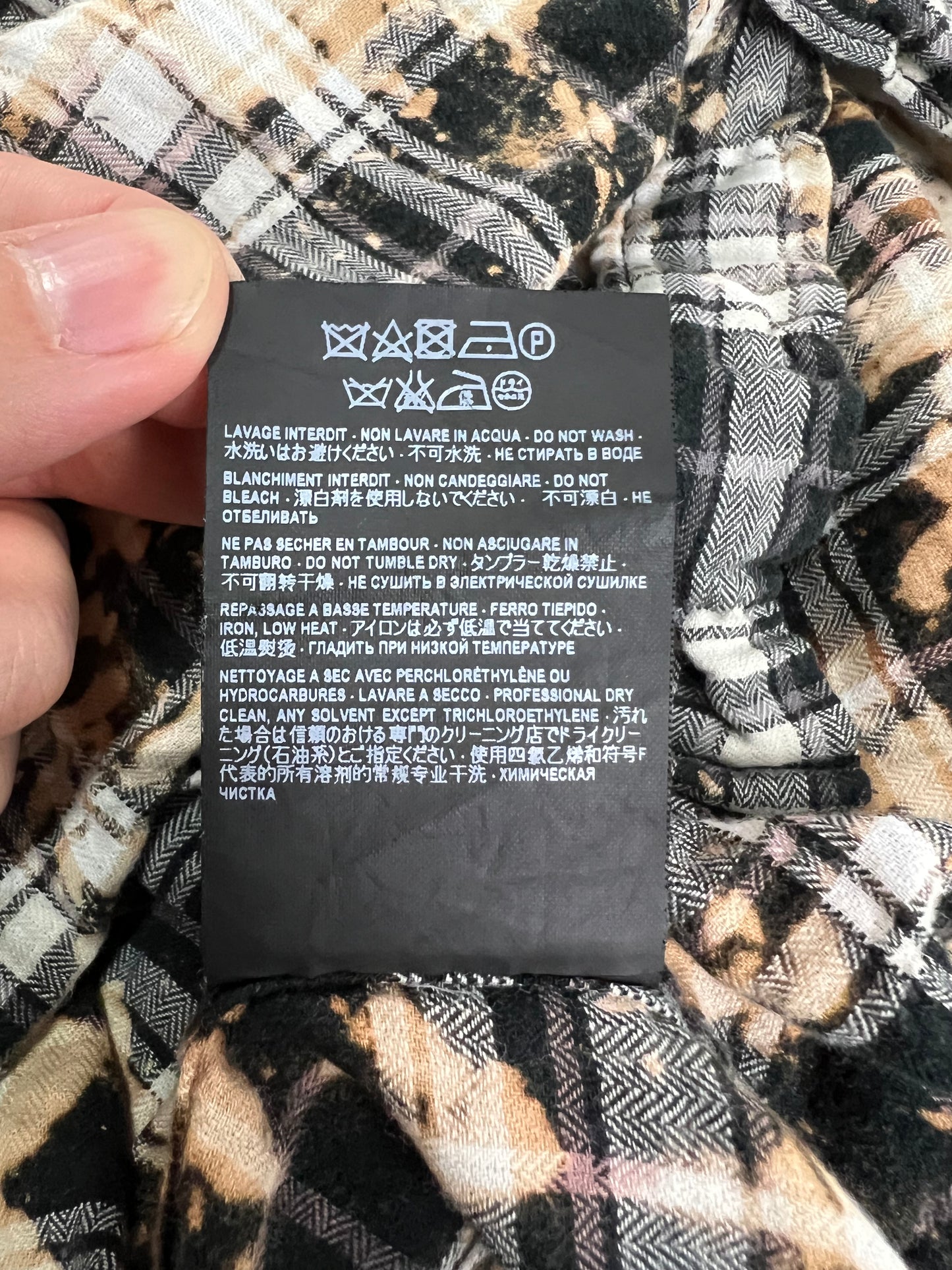 Saint Laurent Paris SS16 bleached checkered flannel SZ:L