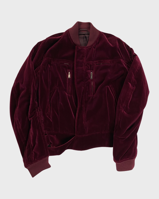 Haider Ackermann AW15 OG velvet bomber jacket in burgundy red SZ:S