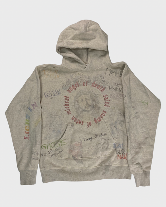 Saint Michael OG  AW20 JESUS SCRIBBLE GRAFFITI HOODIE SZ:M