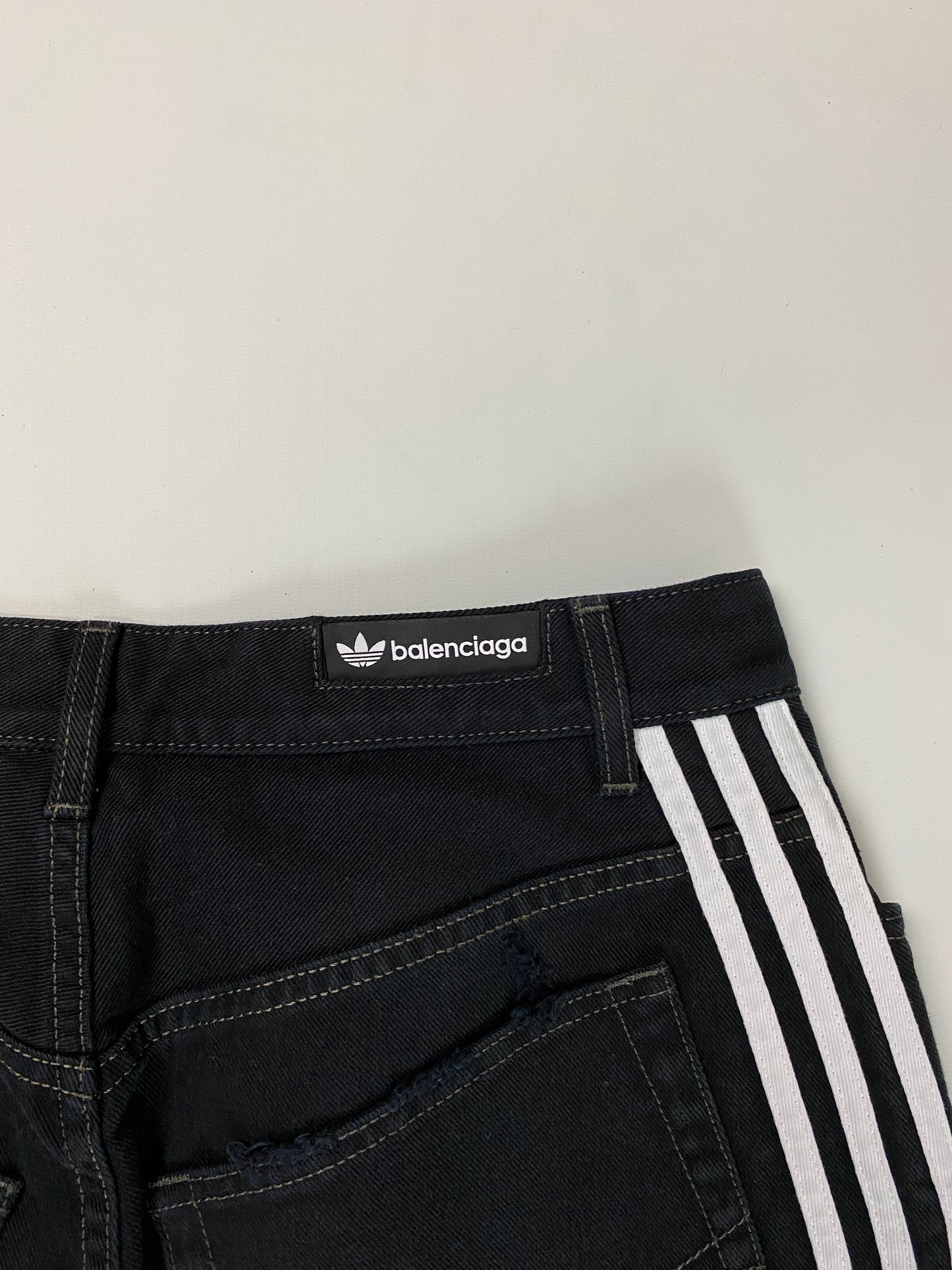 Balenciaga x Adidas distressed ripped shorts in black SZ:S