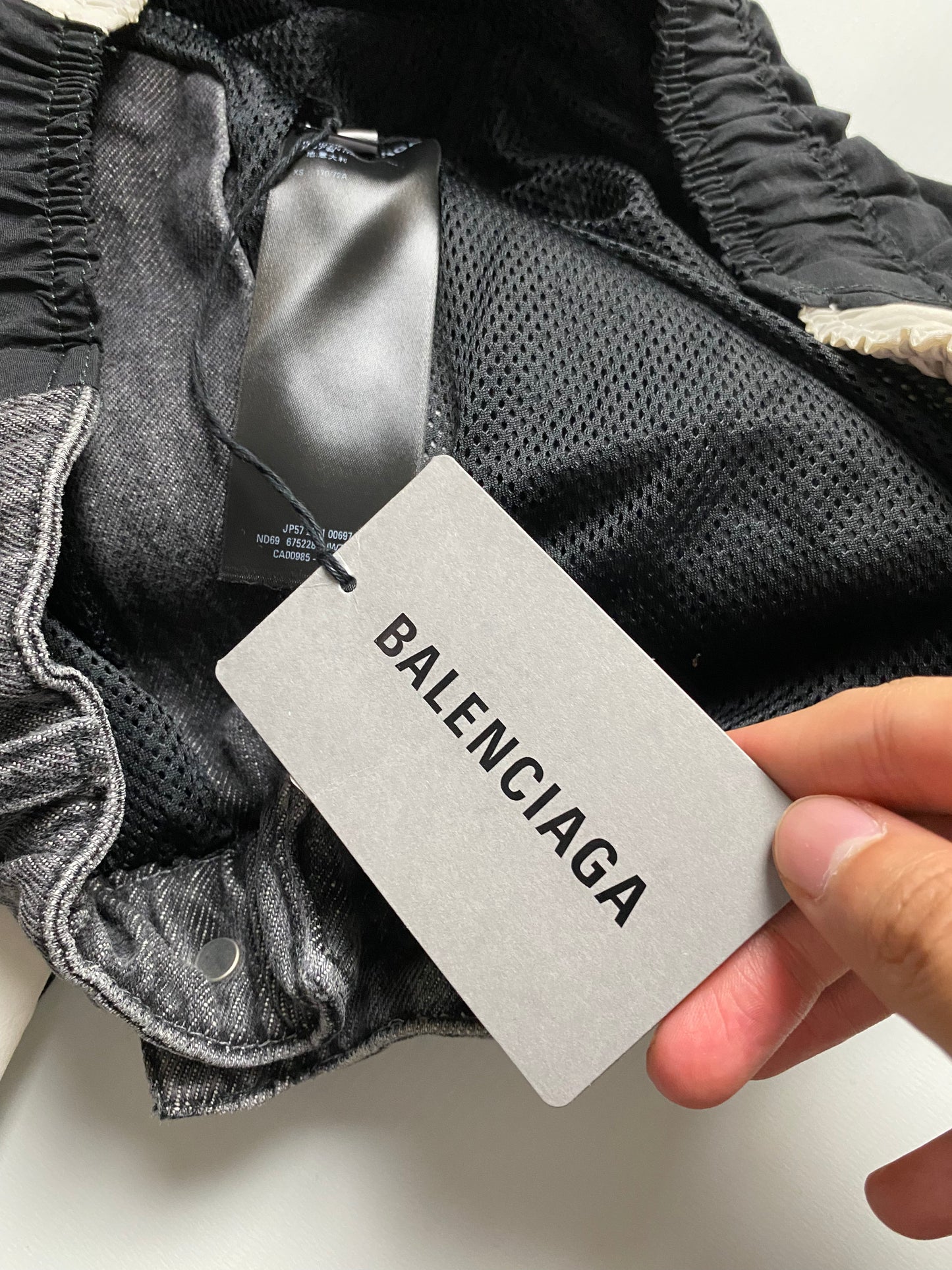 Balenciaga hybrid Sporty B trackpants x jeans in black grey & white SZ:XS