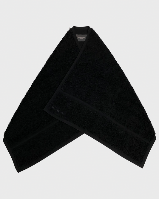 Balenciaga AW22 360° snowstorm show runway cashmere towel cape black SZ:OS