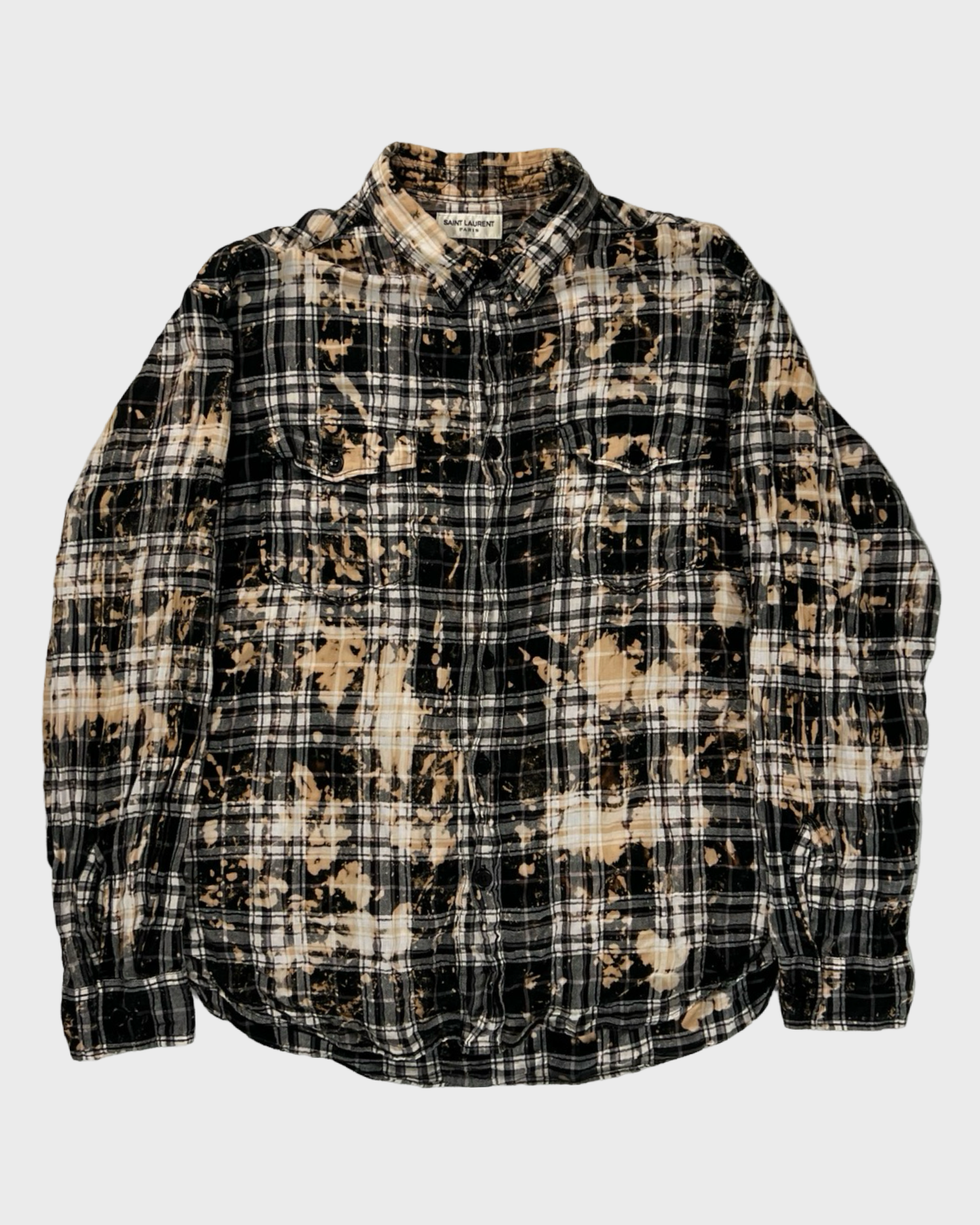 Saint Laurent Paris SS16 bleached checkered flannel SZ:L