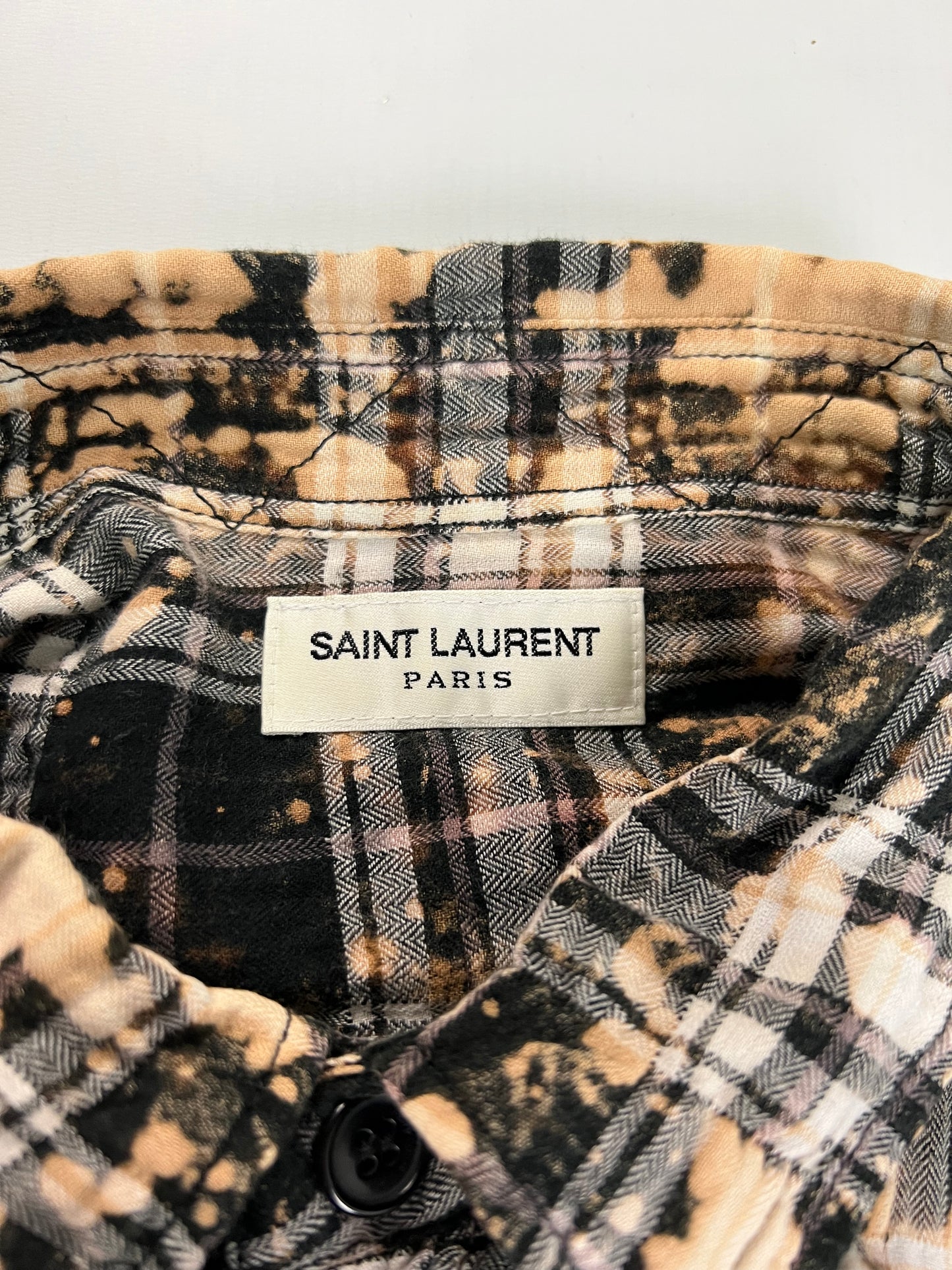 Saint Laurent Paris SS16 bleached checkered flannel SZ:L