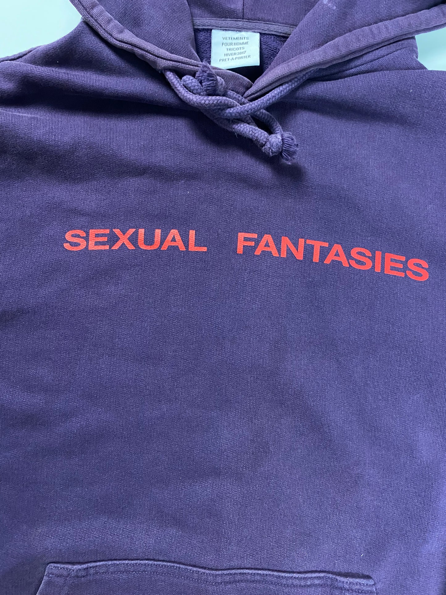Vetements AW16 sexual fantasies oversized homme version hoodie SZ:S