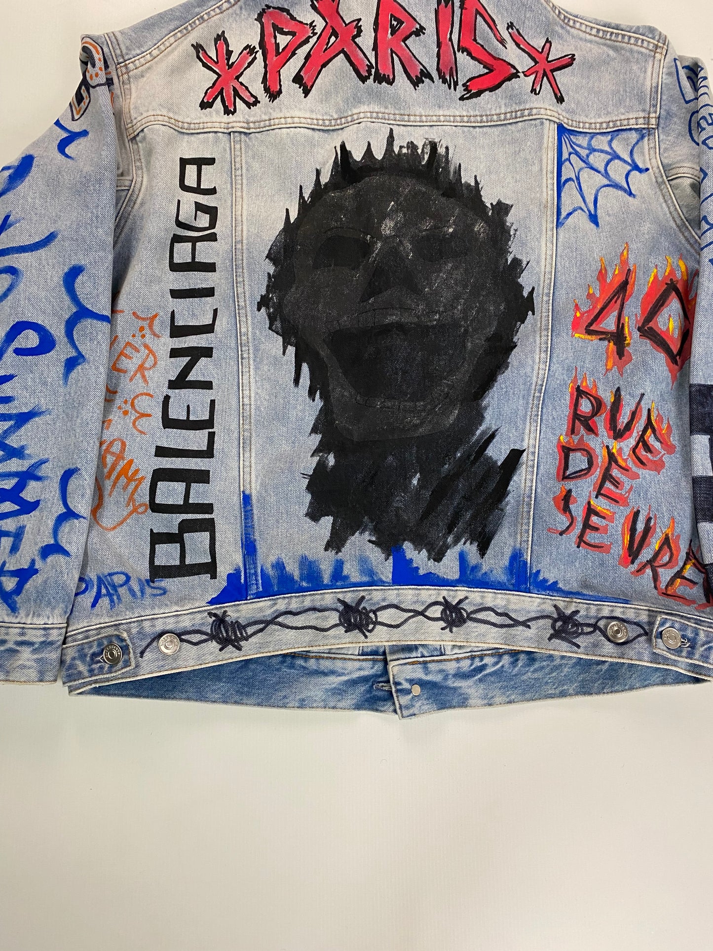 Balenciaga AW18 Graffiti flame denim jacket SZ:36