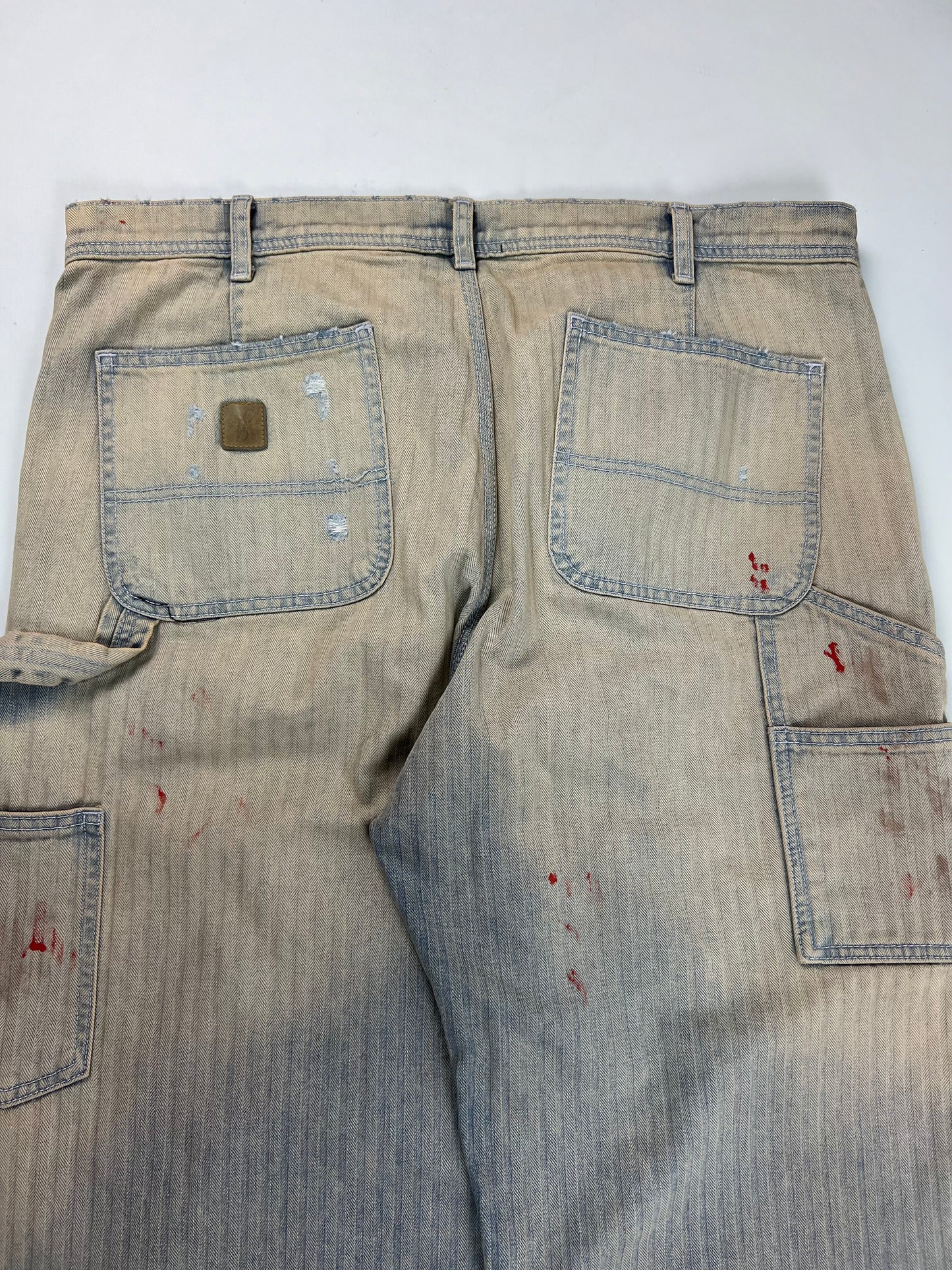 Enfants Riches Deprimes Straight Leg Paint-Splattered Distressed Herringbone Jeans SZ:W36