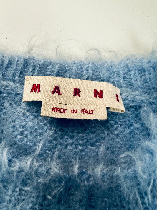 Marni Blue fuzzy knit mohair Sweater SZ:50