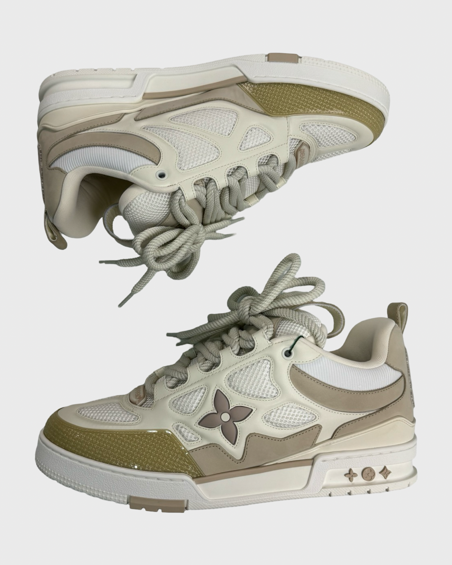 Louis Vuitton LV skate sneakers in beige & white SZ:LV10.5